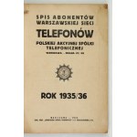 SPIS abonentów warszawskiej sieci telefonów. Rok 1935/36