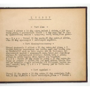 [CONFECTIONERY - mimeographed typescript]. [n.p., 193-?]. 16d pages, p. 24. Half-leather binding.