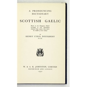 A Pronouncing Dictionary of Scottish Gaelic. 1932. Ex-libris of Primate S. Wyszyński