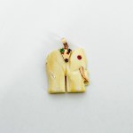 Gold 585/14K Bone (?) Pendant with Sapphire, Rubies and Emerald