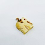 Gold 585/14K Bone (?) Pendant with Sapphire, Rubies and Emerald