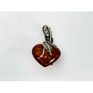 Floral Heart Pendant in Amber