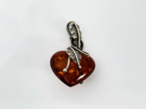 Floral Heart Pendant in Amber