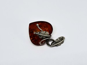 Floral Heart Pendant in Amber