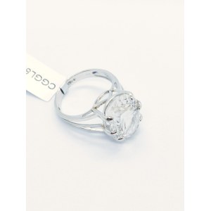 Pierścionek z kryształem górskim 11.58 ct, srebro 925, certyfikat Gemporia