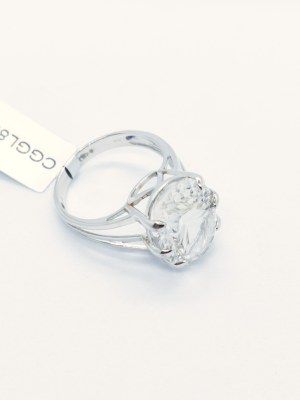 Ring with mountain crystal 11.58 ct, 925 silver, Gemporia certificate