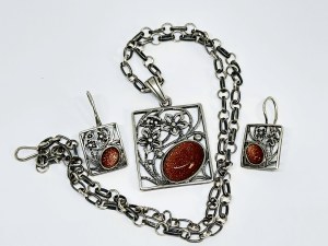 Silver author's (B.M.) openwork set with Desert Sand