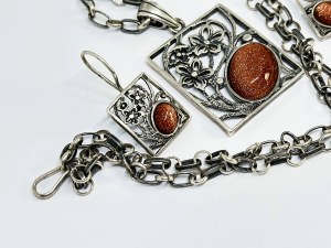 Silver author's (B.M.) openwork set with Desert Sand