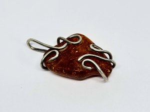 Silver Pendant with Amber