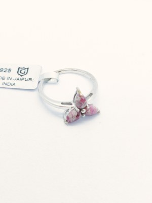 Ring with 3 1.260 ct bixbites, 925 silver, Gemporia certificate