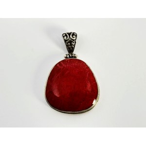 Silver Pendant with Red Coral