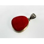 Silver Pendant with Red Coral