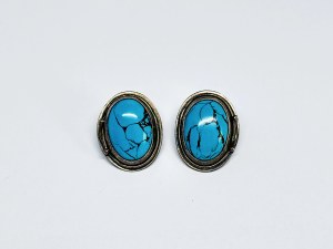 Silver clips with dyed Howlite