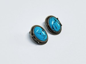 Silver clips with dyed Howlite