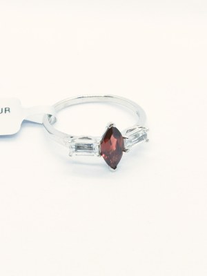 Ring with garnet 1.26, white topazes 0.92ct, 925 silver, RocksTV certificate