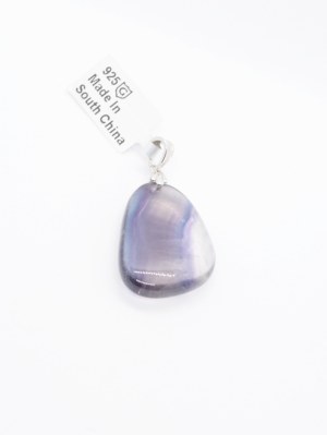 Pendant with rainbow fluorite 45 ct, 925 silver, Gemporia certificate