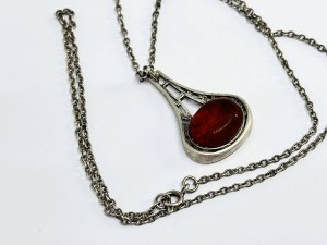 Silver Necklace with Amber