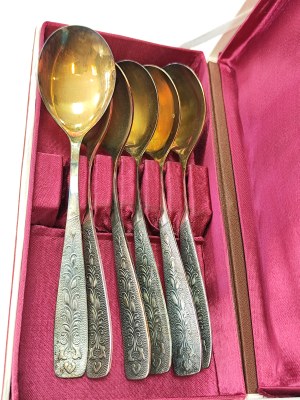 Set of 6 silver-plated USSR spoons in original box