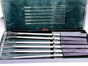 6 Stelton Denmark shashlik forks in original box