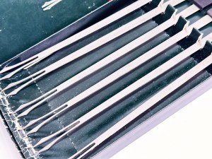 6 Stelton Denmark shashlik forks in original box