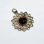 Eastern style silver pendant with mossy agate