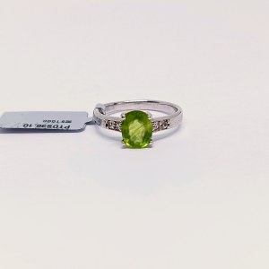 Demantoid and White Topaz Ring, 925 Silver