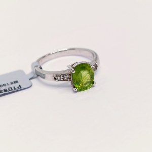Demantoid and White Topaz Ring, 925 Silver
