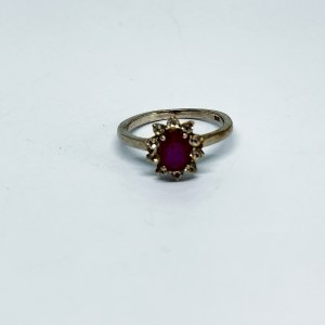 Silver ring with natural Ruby and White Sapphires