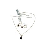 Apart earrings and necklace set gold 585/14k with garnets