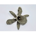 Silver-plated brooch with marcasites in the form of a flower