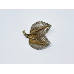 Silver openwork filigree leaf brooch
