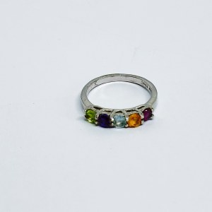 Silver ring with Peridot, Amethyst, Citrine, Aquamarine and Garnet