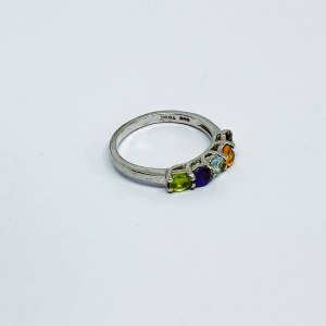 Silver ring with Peridot, Amethyst, Citrine, Aquamarine and Garnet