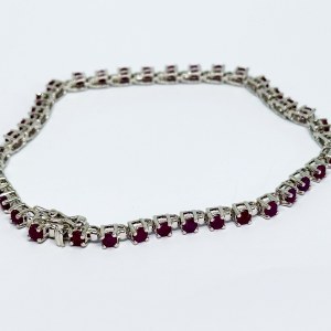 Silver bracelet with natural Rubies