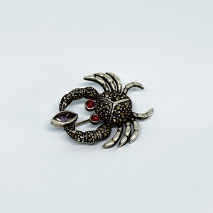 Silver brooch in the form of a Crab with Amethyst and Marcasites