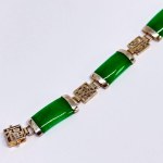 Srebrna bransoletka z barwionym Jadeitem w stylu azjatyckim