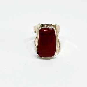 Large Ring with Red Coral, Mexico