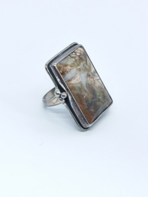 Ring with Aragonite, 925 Silver