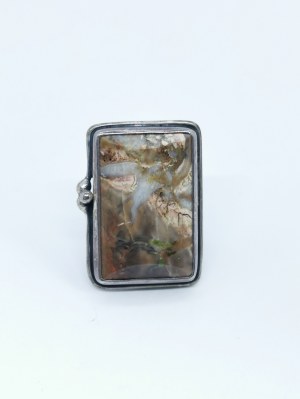 Ring with Aragonite, 925 Silver