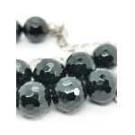 Necklace and bracelet set with onyx, 925 Silver