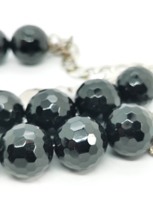 Necklace and bracelet set with onyx, 925 Silver