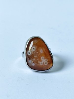 Caramel agate ring, 925 Silver