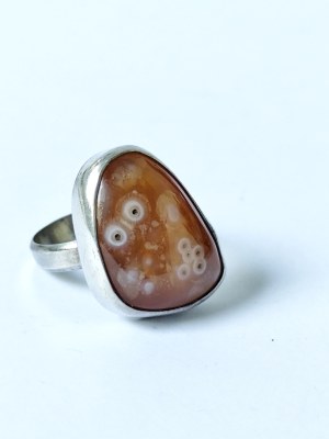 Caramel agate ring, 925 Silver