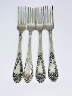 Set of 4 silver-plated USSR forks