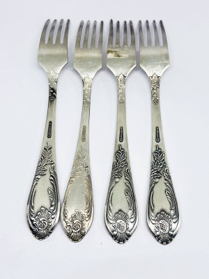 Set of 4 silver-plated USSR forks