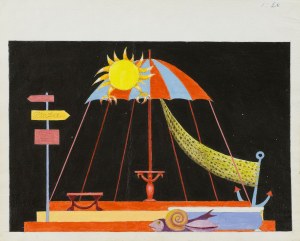 Kazimierz MIKULSKI (1918-1998), Scenographic design - composition with umbrella and symbols of summer