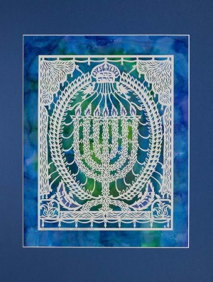Monika Krajewska, Parochet with menorah and shofars, 2023