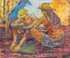 Piotr Pachecki, People on the beach in Gradać, 2025