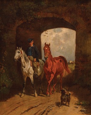 Adolf van der VENNE, MASSACHER WITH TWO HORSES, 1877