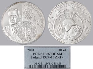 10 ZŁ, 2004, History of Gold - 1 zloty 1924